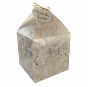 Gift box INCOOD, gold leaf, 11x11cm, 4 pcs, beige