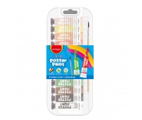 Poster paints KEYROAD, 12x12ml, free brush, in box, mix colors
