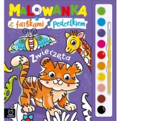 Malowanka z farbkami i pędzelkiem. Zwierzęta, Kolorowanki, Książeczki