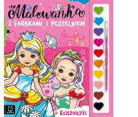 Malowanka z farbkami i pędzelkiem. Księżniczki, Kolorowanki, Książeczki