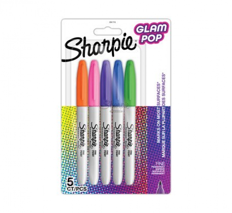 ZESTAW MARKERÓW PER. SHARPIE FINE GLAM POP 5 KOL., Markery permanentne, Art. do pisania i korygowania