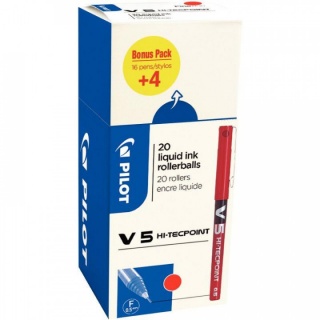 PILOT CIENKOPIS V5 CZERWONY BOX 20szt., Cienkopisy, Art. do pisania i korygowania