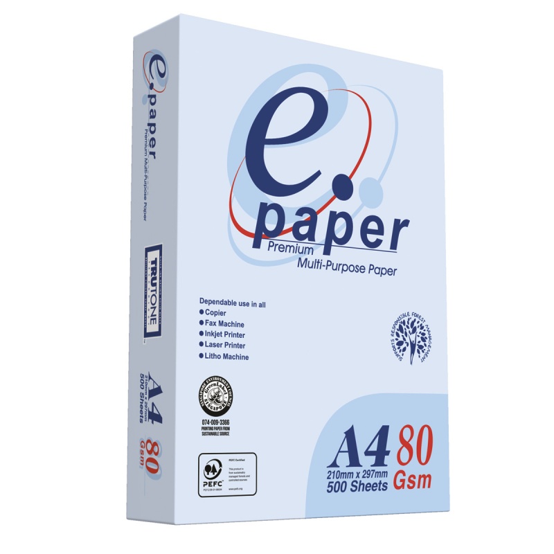 Papier ksero E-PAPER, uniwersalny, A4, klasa C, 145CIE, 500ark., Papier do kopiarek, Papier i etykiety