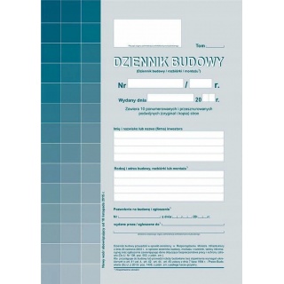 DZIENNIK BUDOWY A4 120str., Druki akcydensowe, Galanteria papiernicza