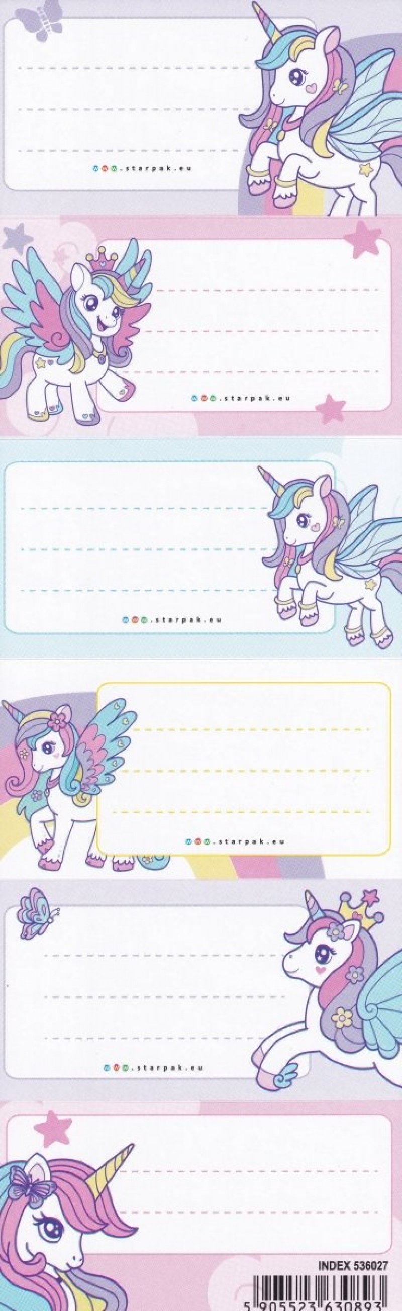NAKLEJKI NA ZESZYT UNICORN /25/, Okładki i dodatki, Zeszyty i bloki
