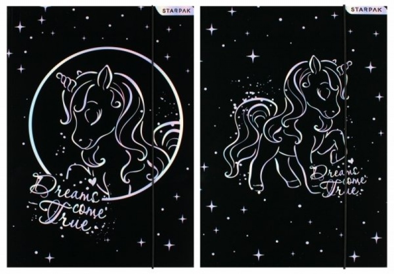 TECZKA Z GUMKĄ PAP A4 UNICORN HOLO, Teczki tekturowe, Organizacja dokumentów