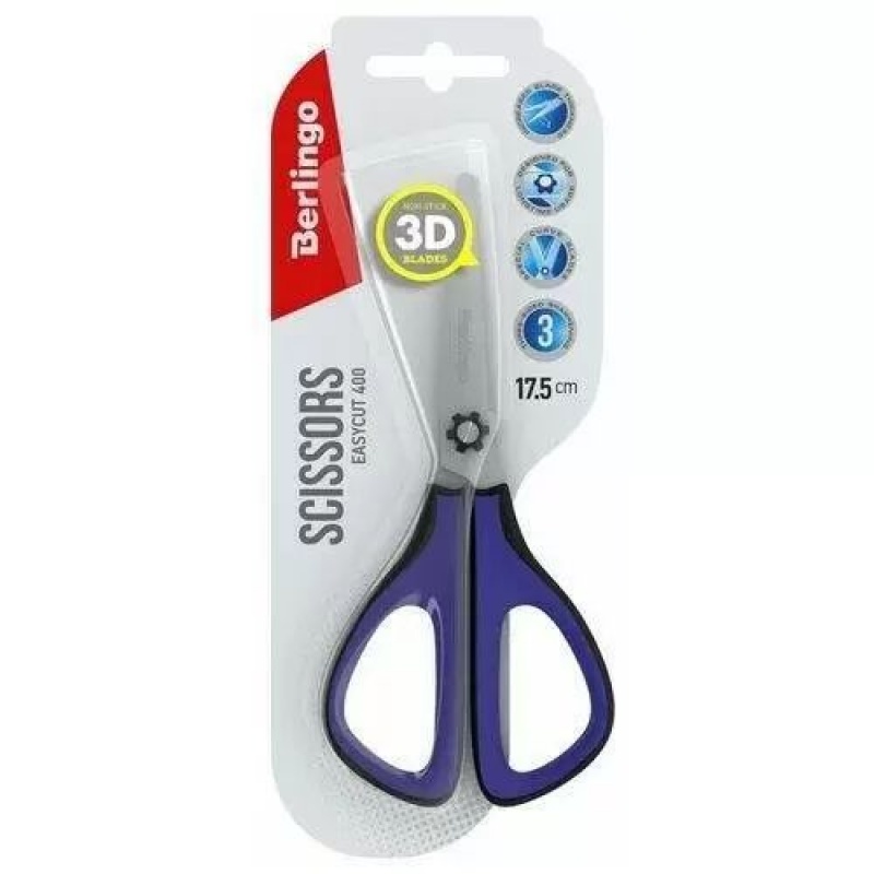 Berlingo Nożyczki "Easycut 400" 17,5 cm soft grip, Nożyczki i noże do papieru, Galanteria biurowa