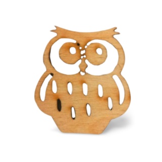 ZAWIESZKA GRAWEROWANA SOWA EKO 5CM, Drewno, sklejka, Art. kreatywne