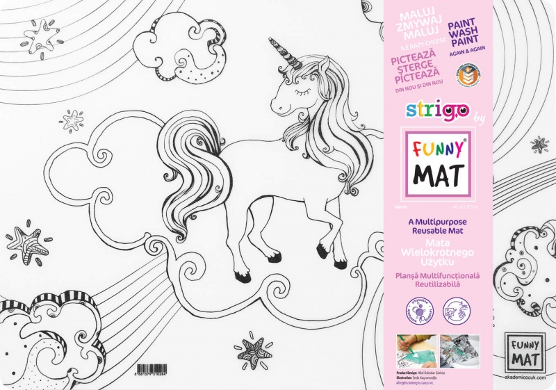 STRIGO FUNNY MAT TRANSPARENT UNICORN 48x33.5cm., Kolorowanki, Książeczki