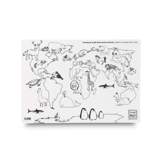 STRIGO FUNNY MAT WHITE MAPA ŚWIATA ZWIERZ.48x33,5, Kolorowanki, Książeczki