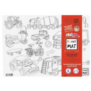 STRIGO FUNNY MAT TRANSPARENT POJAZDY 25x35cm., Kolorowanki, Książeczki