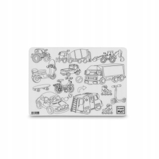 STRIGO FUNNY MAT TRANSPARENT POJAZDY 25x35cm., Kolorowanki, Książeczki