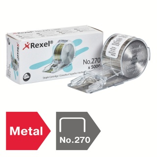 Zszywki REXEL, nr 270, magazynek do Stella 70, 5000 szt., srebrne, Zszywki, Drobne akcesoria biurowe