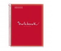 Spiral notebook MIQUELRIUS NB-1 Emotions, PP, A4, checkreed, 80 sheets, 90g, red