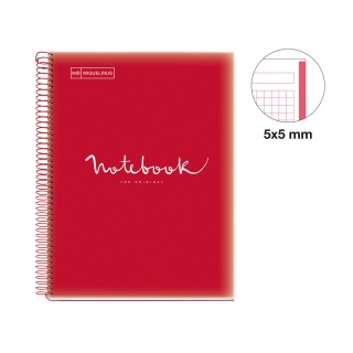 Kołozeszyt MIQUELRIUS NB-1 Emotions, PP, A4, w kratkę, 80 kart., 90g, czerwony, Zeszyty, Artykuły szkolne