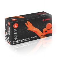 Rękawice nitrylowe bezpudrowe EMKA 7.0, 100 szt., rozmiar L, pomarańczowe, Rękawice, Ochrona indywidualna