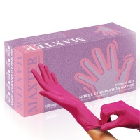 Rękawice nitrylowe bezpudrowe MAXTER, 100 szt., rozmiar M, różowe, Rękawice, Ochrona indywidualna