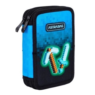 PIÓRNIK PODW.Z WYP.ASTRABAG BLUE PIXEL AC21, Piórniki, Tekstylia