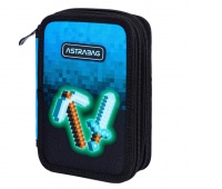 PIÓRNIK JUMBO POTR.Z WYP.ASTRABAG BLUE PIXEL AC31, Piórniki, Tekstylia