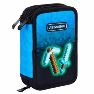 PIÓRNIK JUMBO POTR.Z WYP.ASTRABAG BLUE PIXEL AC31, Piórniki, Tekstylia