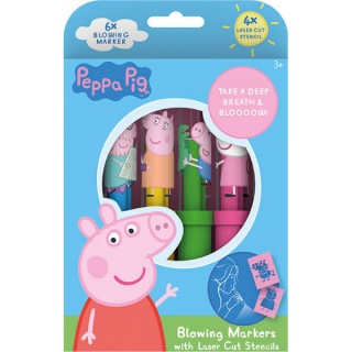 JM DMUCHANE MARKERY PEPPA ZESTAW 6 SZT + 4 SZABLO, Zestawy kreatywne, Art. kreatywne