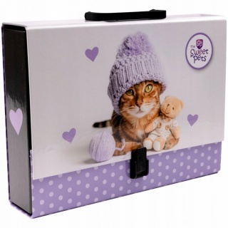 TECZKA Z RĄCZKĄ WALIZECZKA THE SWEET PETS KOT, Teczki przestrzenne, Organizacja dokumentów