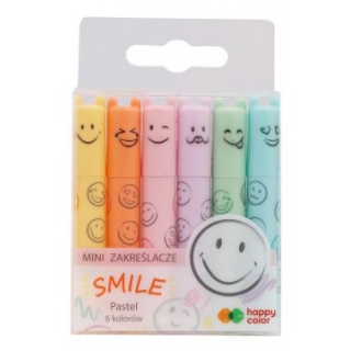 ZAKREŚLACZE MINI SMILE 6kol.PASTELOWE H.COLOR, Zakreślacze, Art. do pisania i korygowania