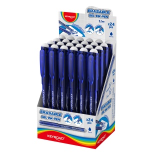 Długopis wymazywalny KEYROAD, 0,7mm, niebieski, pakowany w display, Długopisy, Artykuły do pisania i korygowania