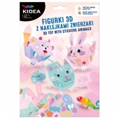 FIGURKI 3D Z NAKLEJKAMI ZWIERZAKI KIDEA, Zestawy kreatywne, Art. kreatywne