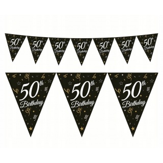 GIRLANDA PAPIER.BEAUTY&CHARM Z FLAGAMI "50" 270CM., Bannery, girlandy, Art. na okazje i przyjęcia