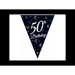GIRLANDA PAPIER.BEAUTY&CHARM Z FLAGAMI "50" 270CM., Bannery, girlandy, Art. na okazje i przyjęcia