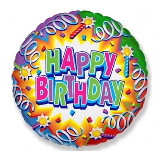 BALON FOLIOWY 18" FX "HAPPY BIRTHDAY", Balony, Art. na okazje i przyjęcia