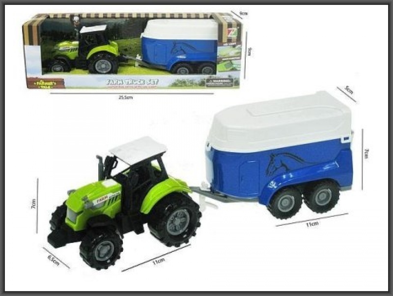 TRAKTOR Z PRZYCZEPA DLA KONI 23;5CM SW.DZW.550-3P, Pojazdy, Zabawki