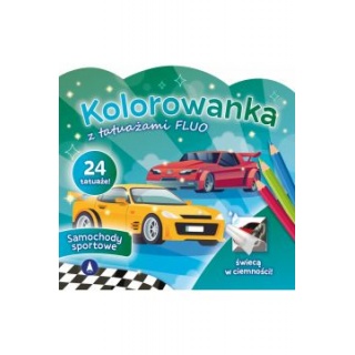 FLUO - SAMOCHODY SPORTOWE, Kolorowanki, Książeczki