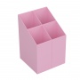 Przybornik na biurko ICO kwadratowy, plastikowy, 4 komory, pastelowy różowy, Przyborniki na biurko, Drobne akcesoria biurowe