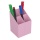 Przybornik na biurko ICO kwadratowy, plastikowy, 4 komory, pastelowy różowy