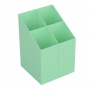 Przybornik na biurko ICO kwadratowy, plastikowy, 4 komory, pastelowy zielony, Przyborniki na biurko, Drobne akcesoria biurowe