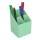 Przybornik na biurko ICO kwadratowy, plastikowy, 4 komory, pastelowy zielony