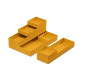 Zestaw pojemników MOXOM Modular Trays, 250x170x65mm, 7 szt., żółty, Pudła, Wyposażenie biura