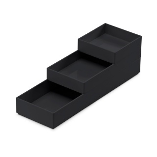 Zestaw pojemników MOXOM Modular Tray, 250x80x55mm, 3 szt., czarny, Pudła, Wyposażenie biura