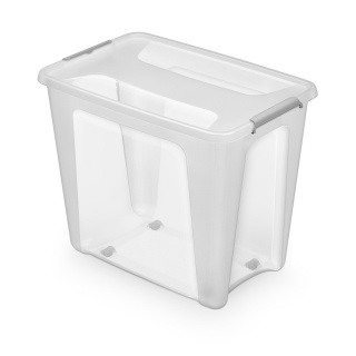 Pojemnik MOXOM PrimeStore, z kółkami, 800x600x490mm, 73l, transparentny, Pudła, Wyposażenie biura