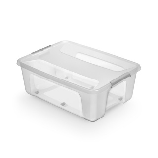 Pojemnik MOXOM PrimeStore, z kółkami, 800x600x290mm, 96l, transparentny, Pudła, Wyposażenie biura