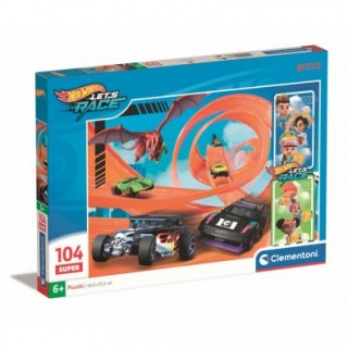 PUZZLE 104 EL. SUPER HOTWHEELS, 100 elementów, Puzzle