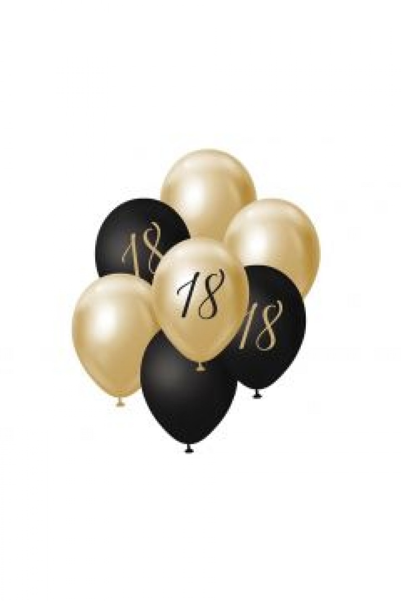 BUKIET BALONOWY B&C ZŁOTO-CZARNY "18" 7szt., Balony, Art. na okazje i przyjęcia