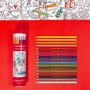 Crayons CARAN D'ACHE Swisscolor, in a metal tube, with a coloring book, 18 pcs, mix colors