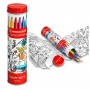 Watercolor markers CARAN D'ACHE Swisscolor, in a metal tube, with a coloring book, 10 pcs, mix colors