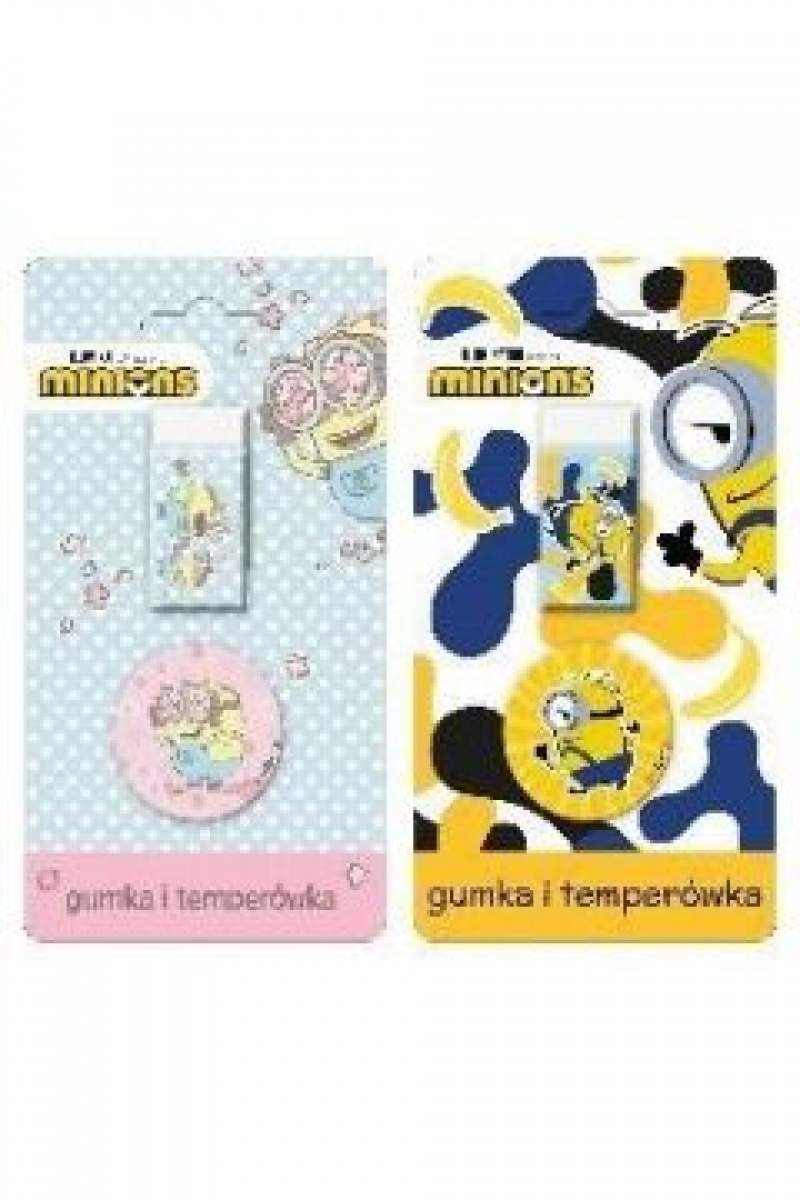 GUMKA+TEMPERÓWKA MINIONKI BLISTER, Gumki, Art. do pisania i korygowania