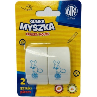 GUMKA MYSZKA ASTRA BLISTER 2szt., Gumki, Art. do pisania i korygowania