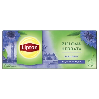 Herbata LIPTON zielona, Earl Grey, 20 torebek, Herbaty, Artykuły spożywcze