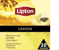 Tea LIPTON, pyramids, black, lemon, 20 bags